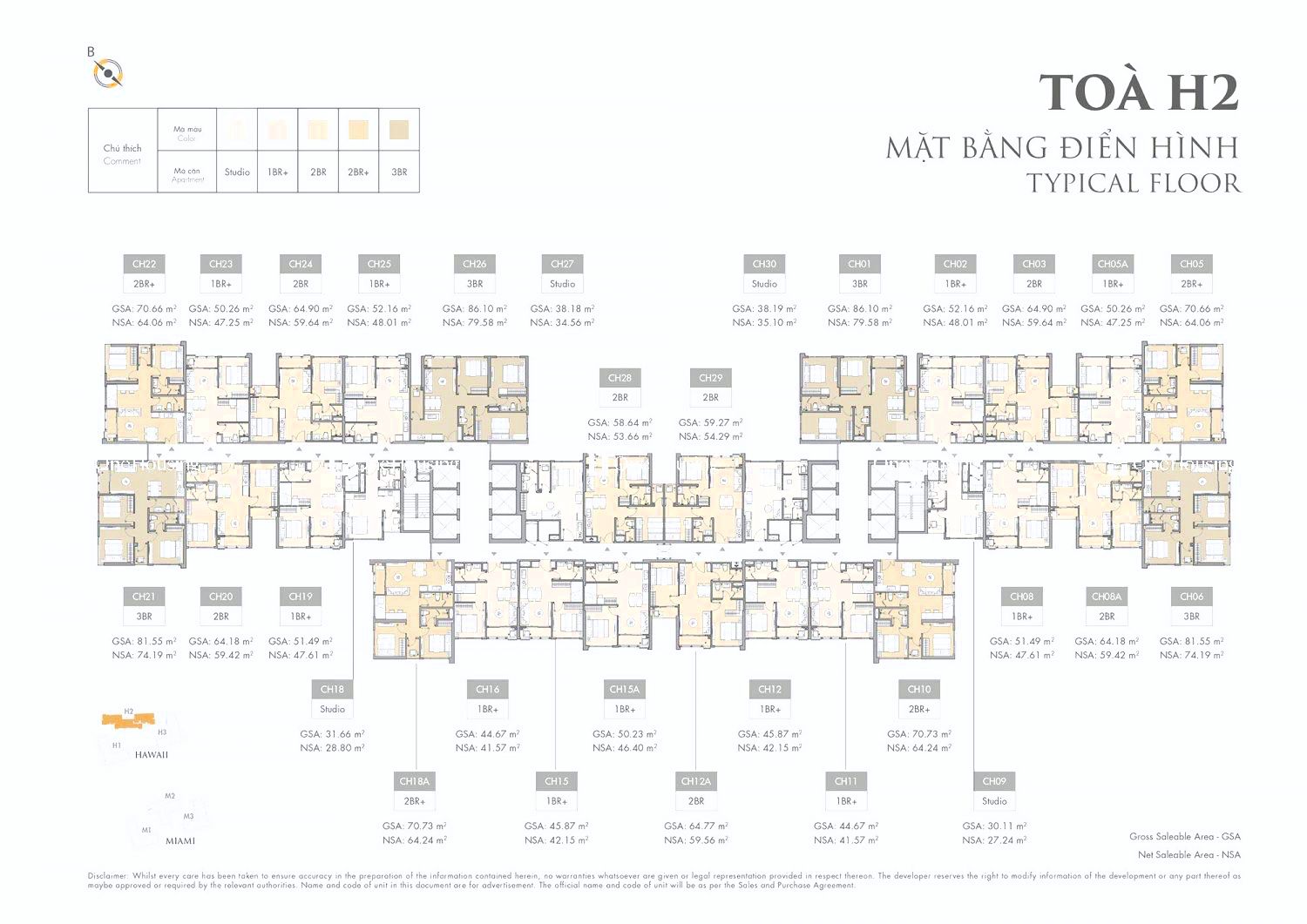 Căn 2PN+ toà H2 - Hawaii - Masteri Waterfront