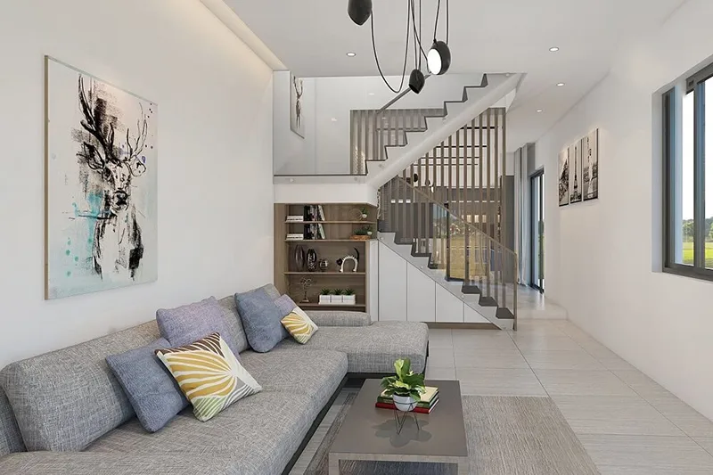 Thiết kế trần thạch cao cho phòng khách liền bếp: Mẹo mở rộng không gian căn hộ cực hiệu quả