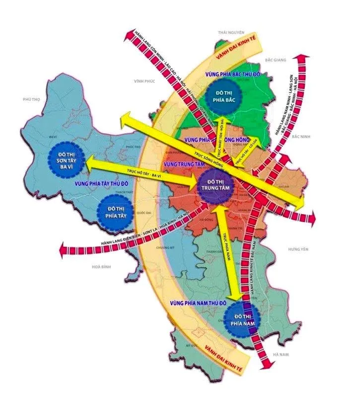 Theo Nghị quyết về Quy hoạch Thủ đô Hà Nội thời kỳ  2021-2030, Hà Nội đang có bao nhiêu vùng đô thị?