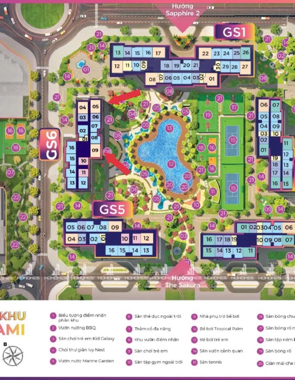 Căn 2PN+ toà GS6 - The Miami - Vinhomes Smart City