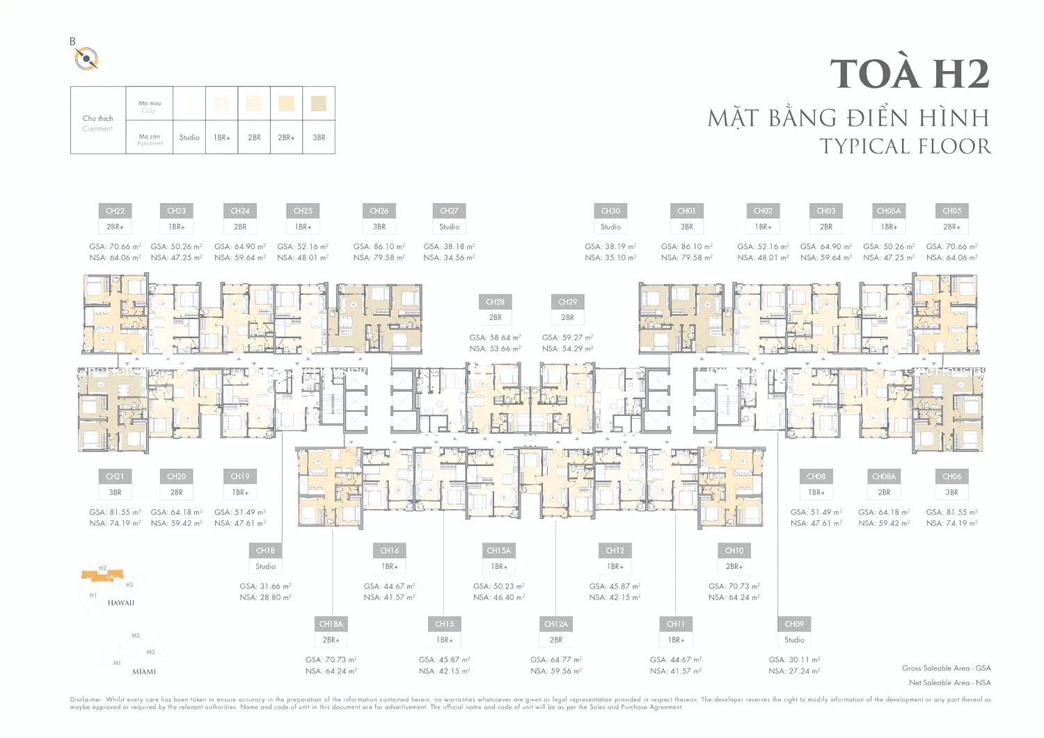 Căn 2PN toà H2 - Hawaii - Masteri Waterfront