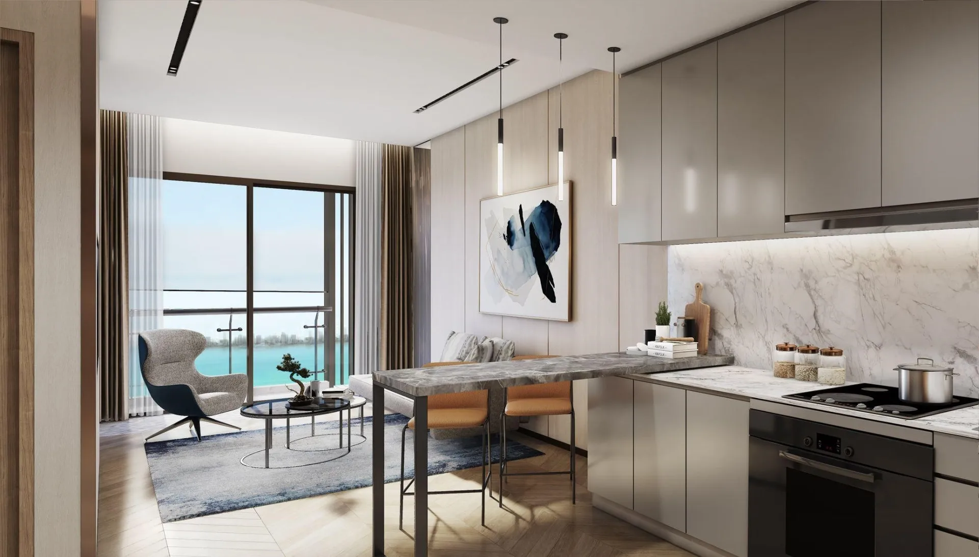 Nội thất bàn giao tại căn 1PN dự án Masteri Waterfront gồm những gì?