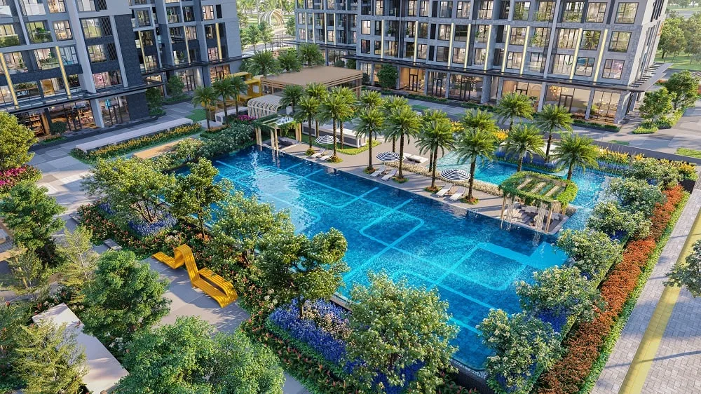 Khám phá bể bơi ở công viên nội khu Masteri West Heights