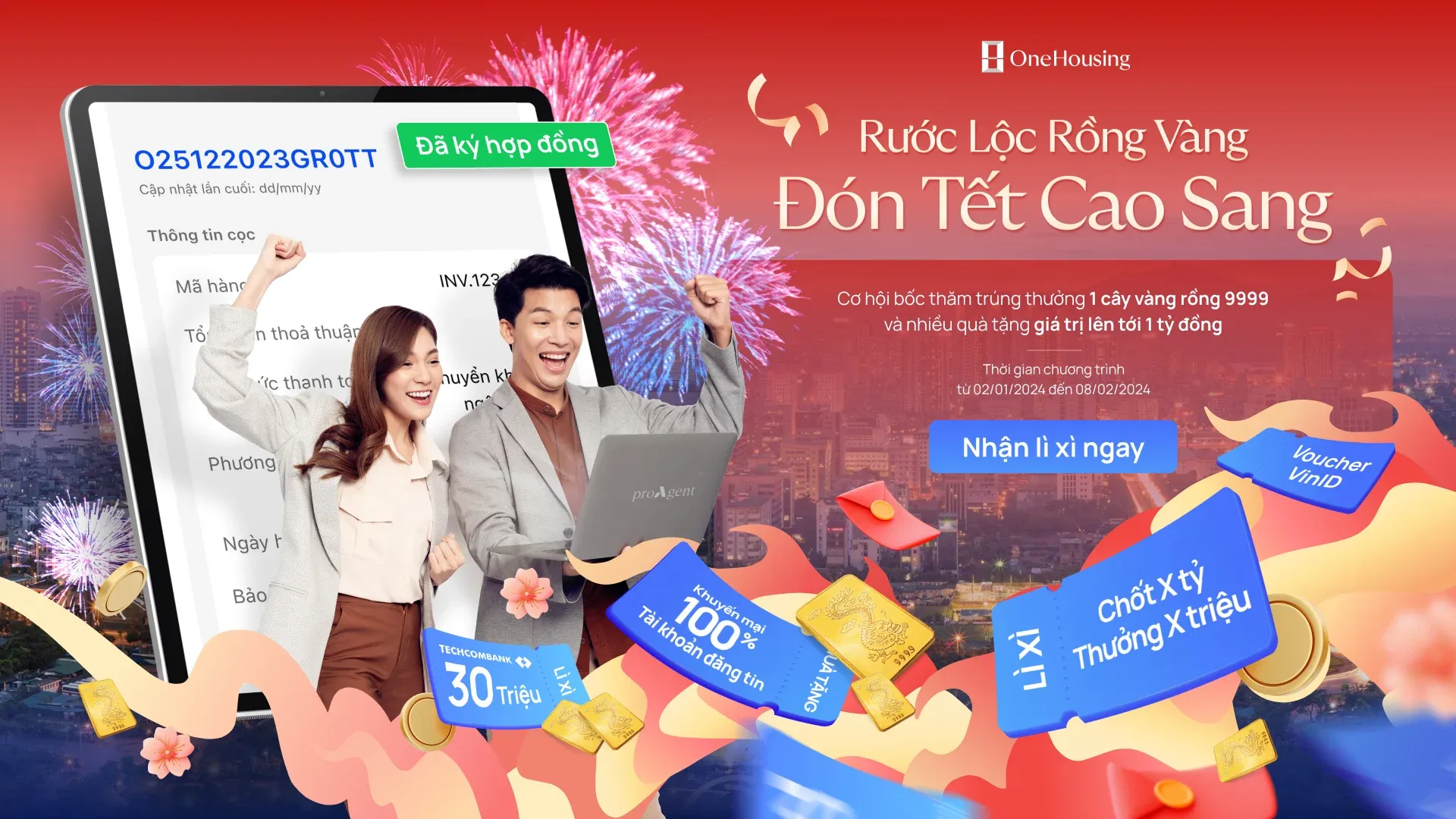 Sau Hoa hồng 200%, môi giới OneHousing sẵn sàng “Rước Lộc Rồng Vàng - Đón Tết Cao Sang” với chính sách siêu bom tấn trên thị trường