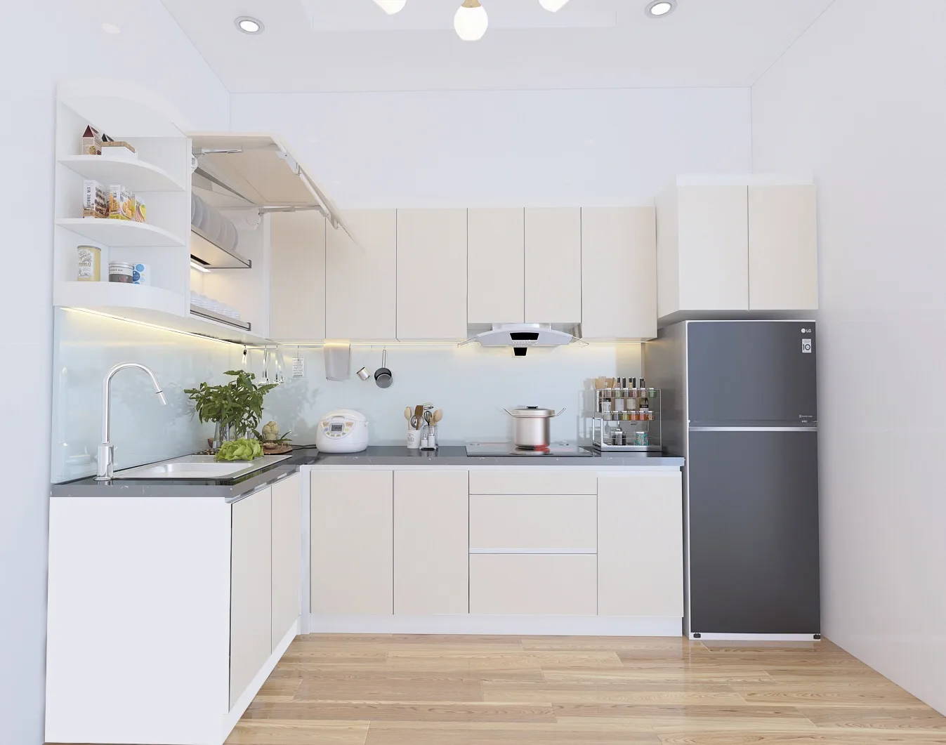 Cách thiết kế "đánh lừa thị giác" cho phòng bếp diện tích nhỏ