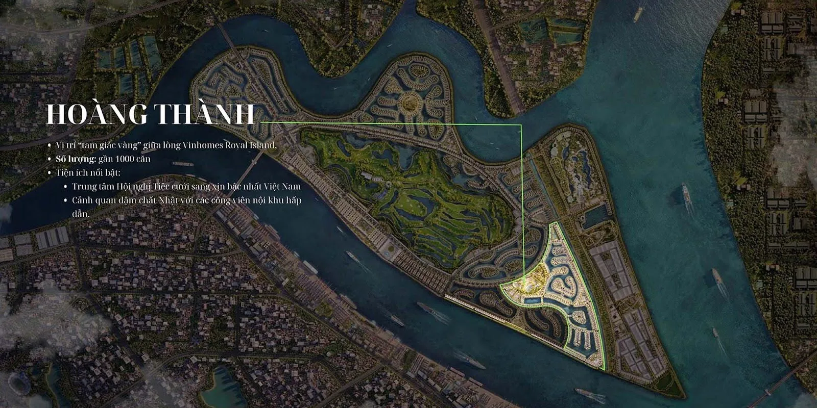 Vị trí phân khu Hoàng Thành thuộc dự án đảo hoàng gia Vinhomes Royal Island nằm ở đâu?