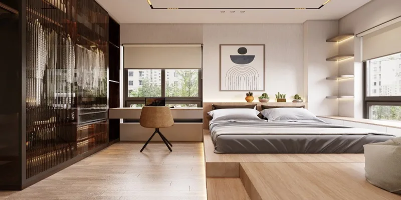 Thiết kế phòng ngủ master được chia thành những không gian nào?