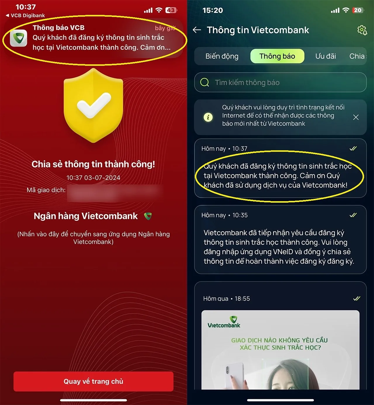 Làm sao để cập nhật sinh trắc học ngân hàng bằng VNeID?