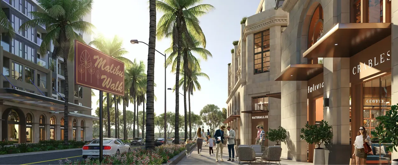 Khu Malibu Walk tại tòa H2 của Masteri Waterfront có những cửa hàng và dịch vụ gì dành cho cư dân thuê chung cư Vinhomes Ocean Park?