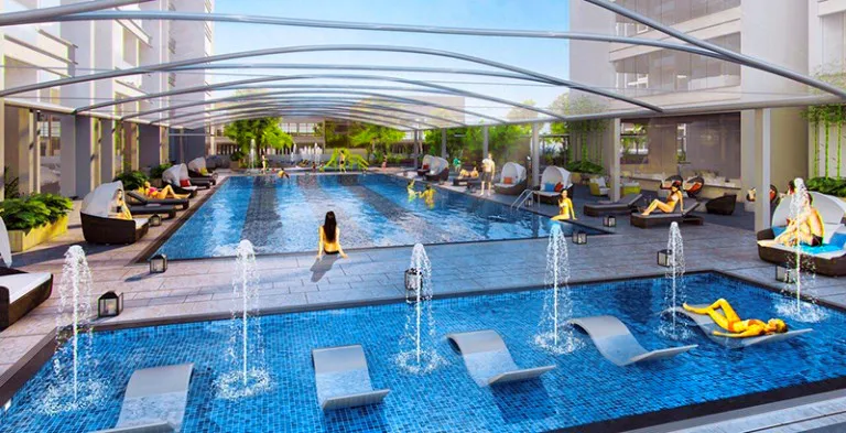 Cập nhật mới nhất giá vé, giờ mở cửa bể bơi bốn mùa chung cư Riverside Garden