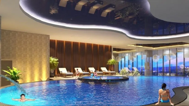 Chung cư Goldmark City có mấy bể bơi ngoài trời và trong nhà?