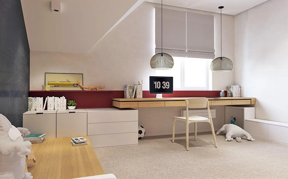 Thiết kế khu vực bàn học trong phòng ngủ của con sao cho hợp lý