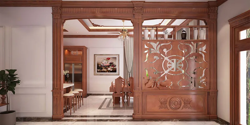 Vì sao nên sử dụng các kiểu vách ngăn phòng khách bằng gỗ?