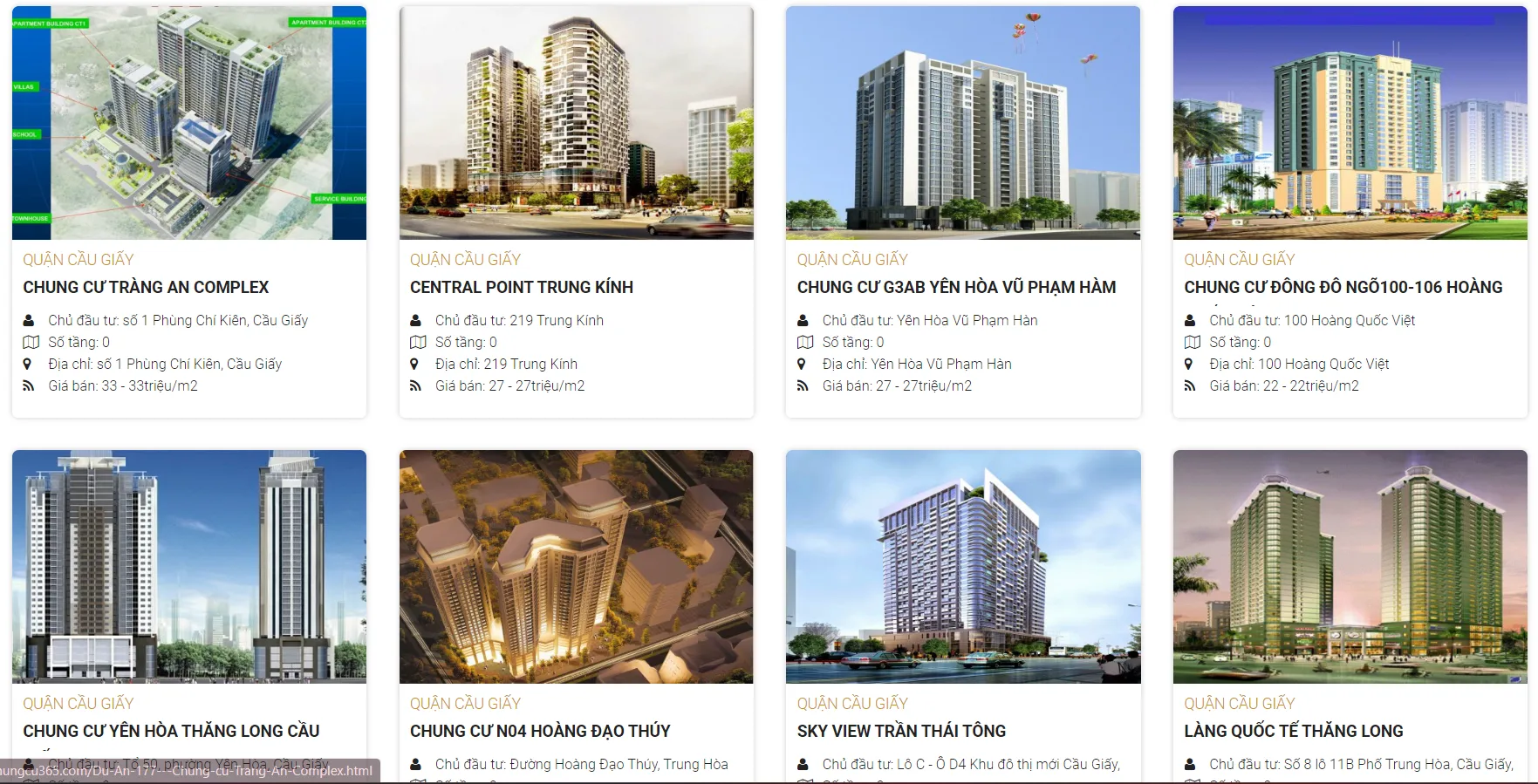 Làm thế nào để định giá chung cư ở quận Cầu Giấy trên công cụ định giá nhà đất?