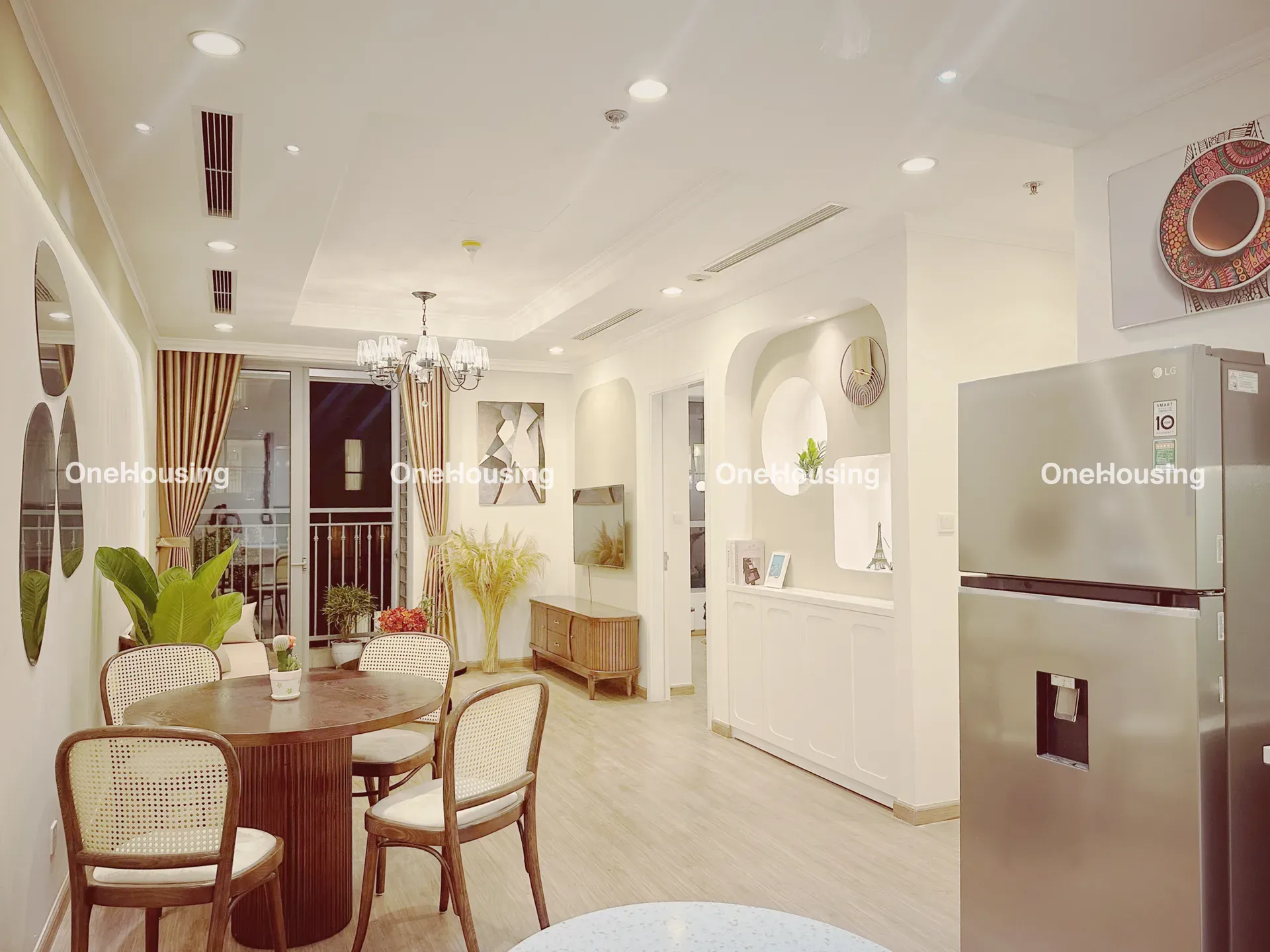 Diện tích tim tường, diện tích thông thủy căn hộ 2 phòng ngủ tòa P6 Vinhomes Times City
