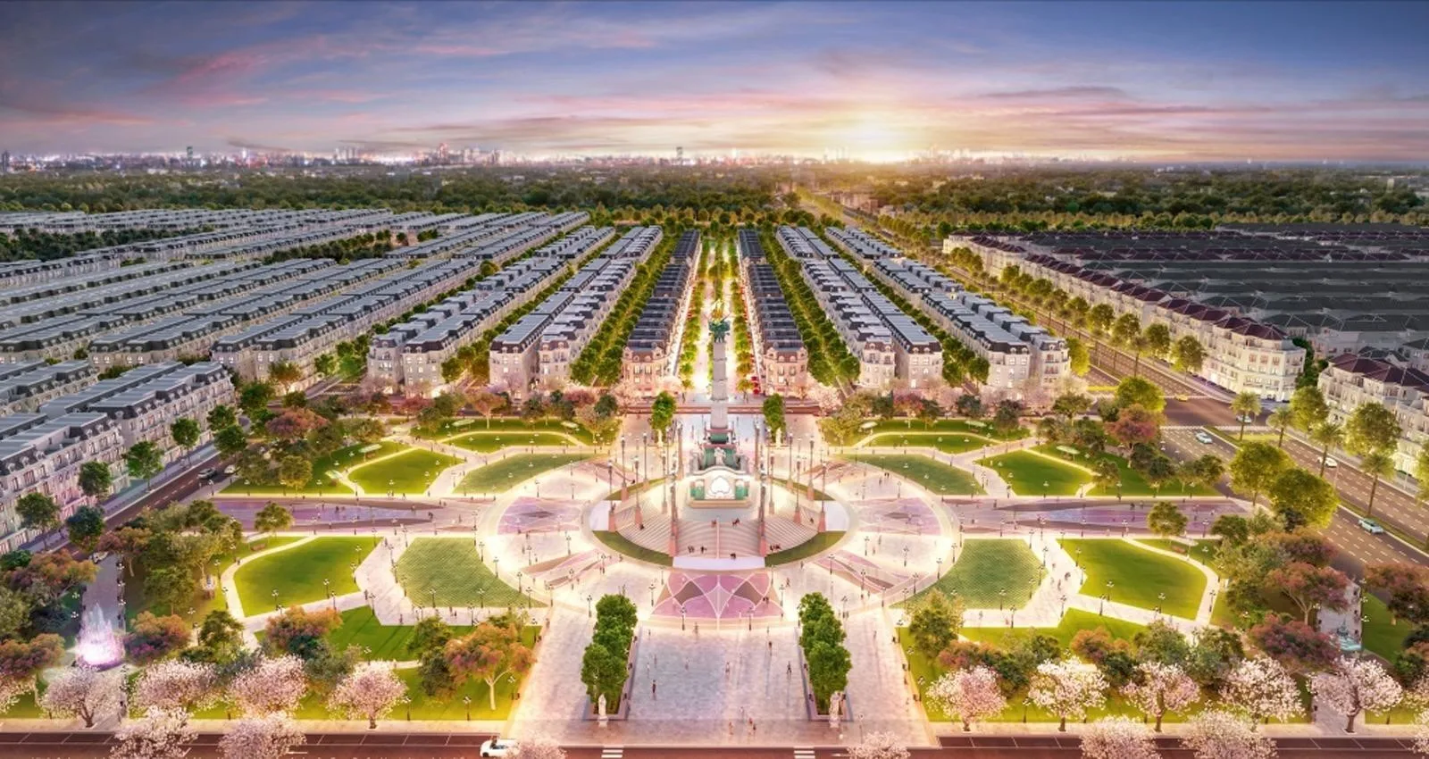Biệt thự đơn lập nhà phố phân khu Kinh Đô Ánh Sáng Vinhomes Ocean Park 2 nằm ở những trục đường nội khu nào?