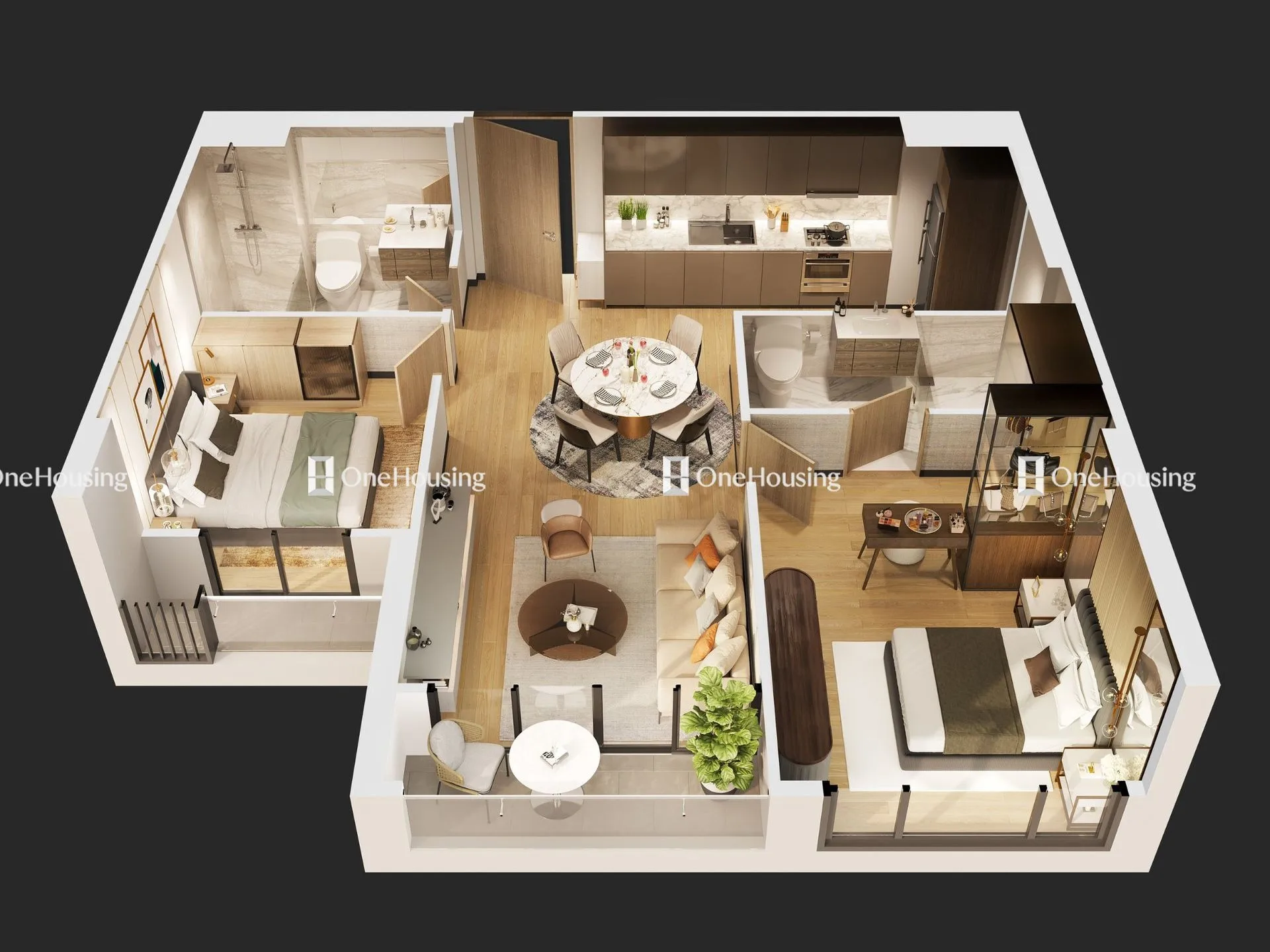 Căn hộ 2PN tòa A Masteri West Heights 53.47m2 đang bán bao nhiêu?
