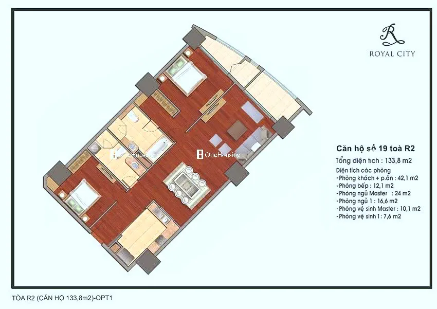 Căn 2PN toà R2 - Vinhomes Royal City