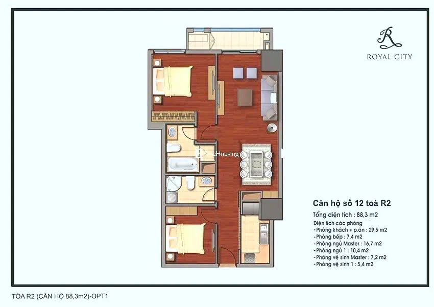 Căn 2PN toà R2 - Vinhomes Royal City