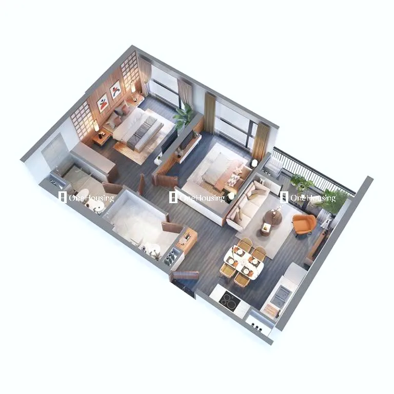 Căn 2PN toà R1.01 - The Zenpark - Vinhomes Ocean Park
