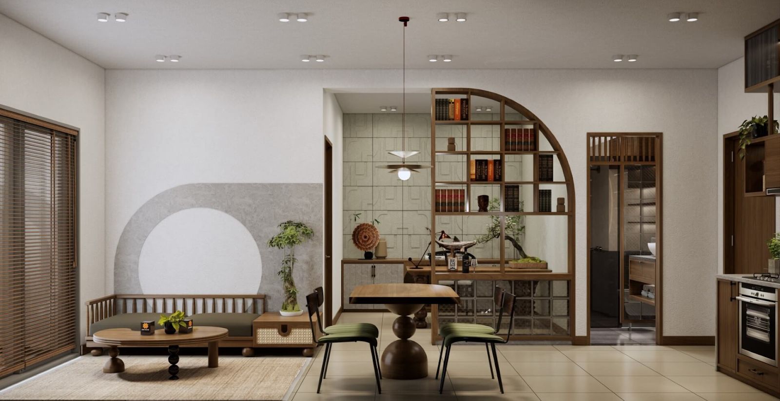 Thiết kế nội thất chung cư 2 phòng ngủ, diện tích 68m2 theo phong cách Japandi để tăng cảm giác rộng rãi