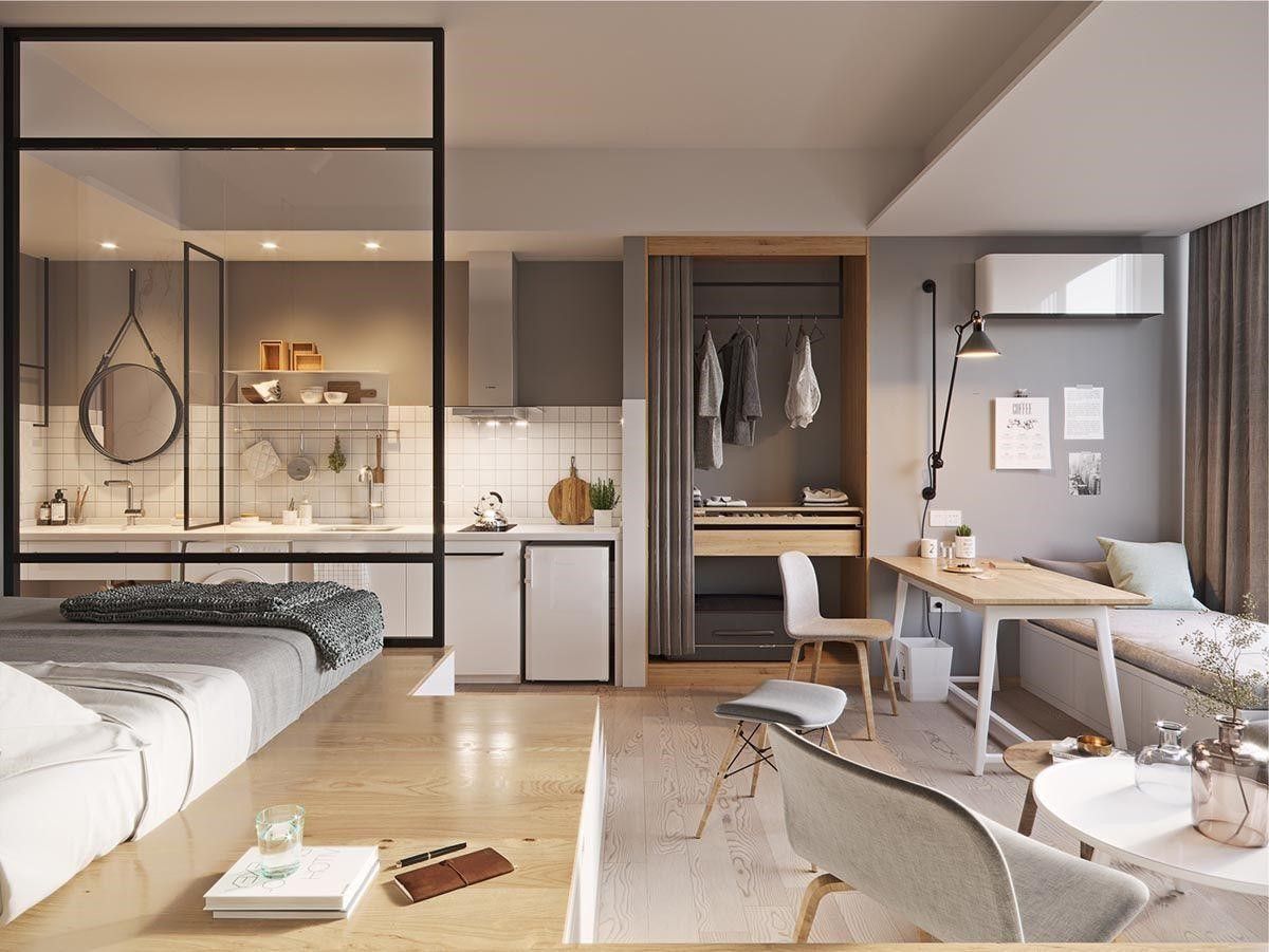 Phong cách sống tối giản: Ý tưởng thiết kế căn hộ studio đang thuê nhỏ gọn và tinh tế