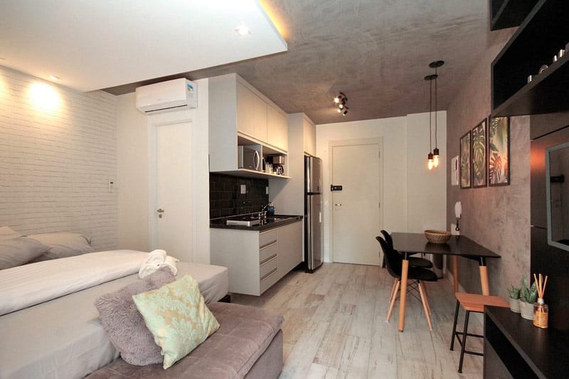 Bố trí nội thất phòng ngủ nhỏ thế nào khi phòng studio kết hợp không gian bếp?