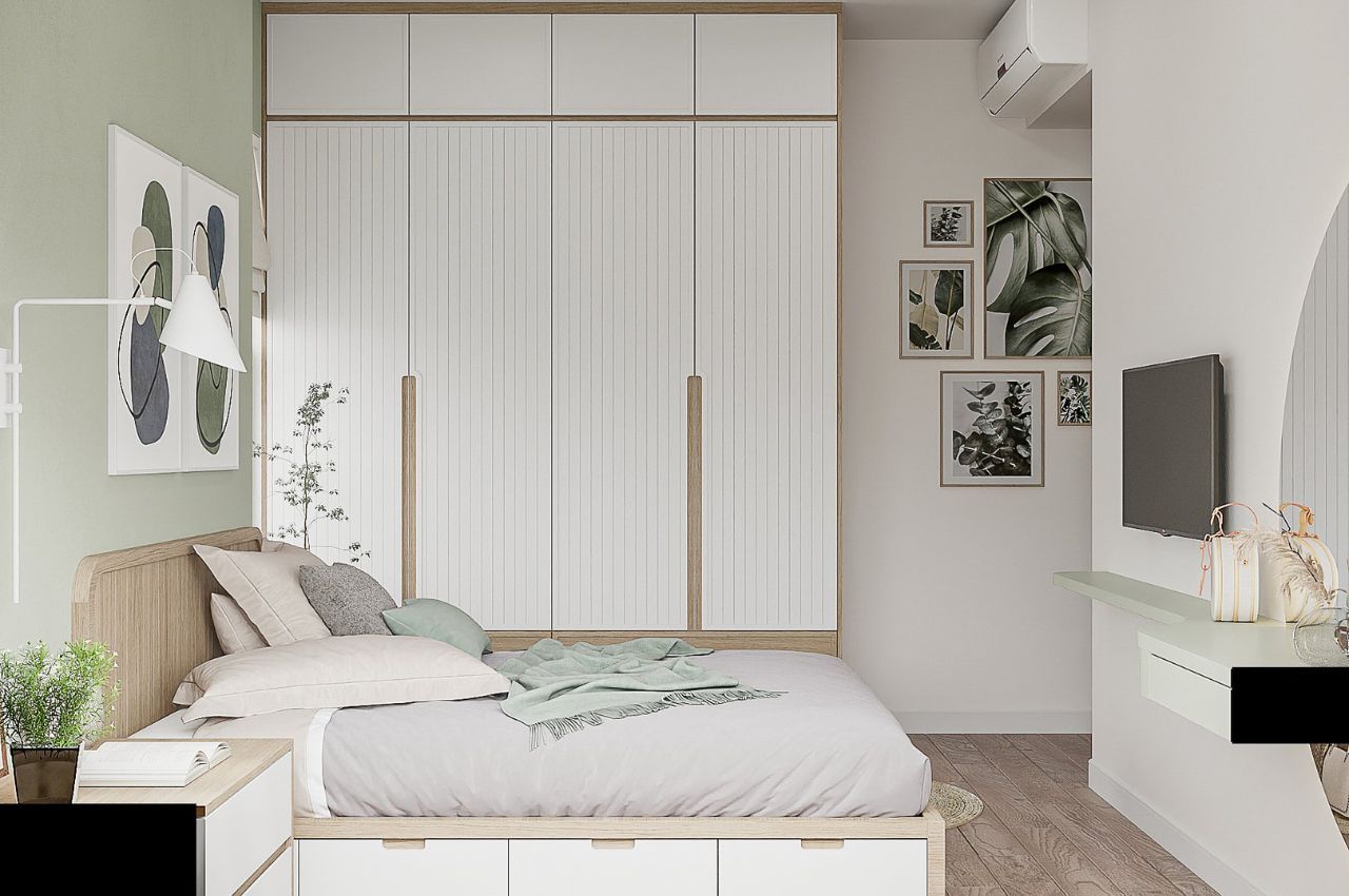 Nên chọn vật liệu gì cho tủ âm tường khi thiết kế nội thất phòng ngủ nhỏ?